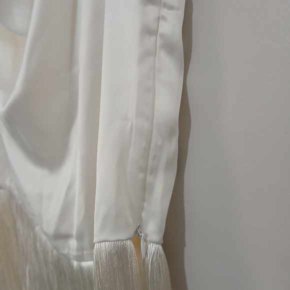 Rachael Zoe sz M Off White Cream Sleeveless Cowl Neck Top with Fringe - Picture 4 of 8